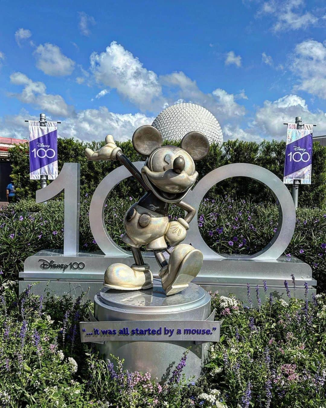 Walt Disney Worldのインスタグラム：「Last week, the #Disney100 Celebration officially kicked off with new limited time offerings here at #EPCOT. Drop a 💜 if you're ready to experience the magic! (📸: @welcome_to_my_happyplace & @u_jean1124)」