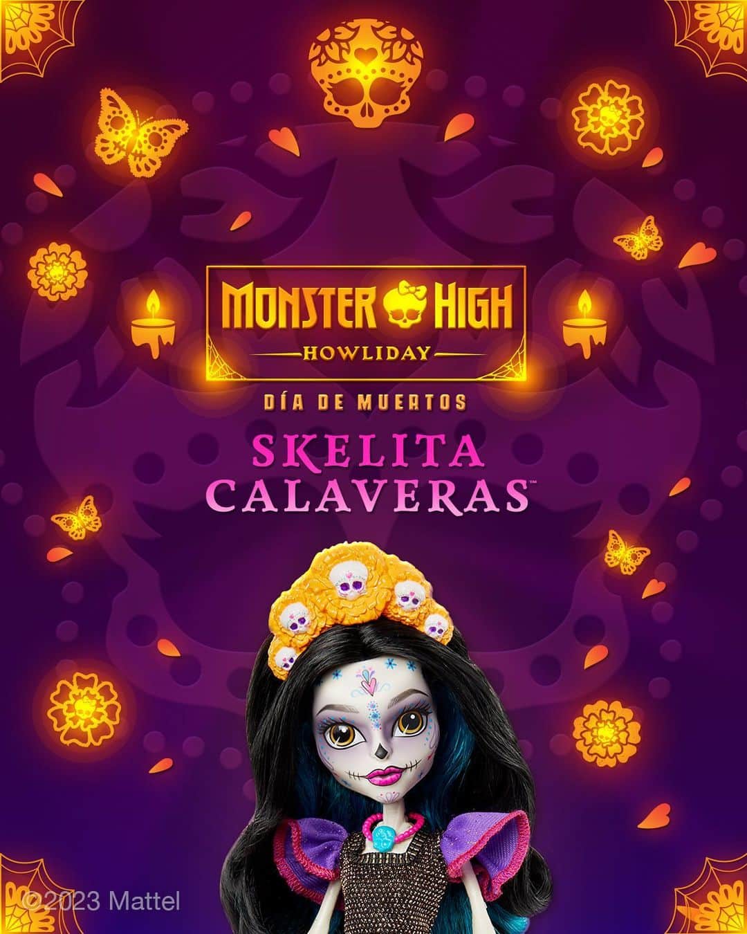 Mattelさんのインスタグラム写真 - (MattelInstagram)「@MonsterHigh's Skelita Calaveras is back just in time to skelebrate Día de Muertos! Skelita is bone-chilling in her traditional Día de Muertos gown with screamium details like monarch butterflies, spiderwebs, and sugar skulls. Available to purchase on 10/2.    #Mattel #MonsterHigh #DiadeMuertos」9月30日 4時59分 - mattel