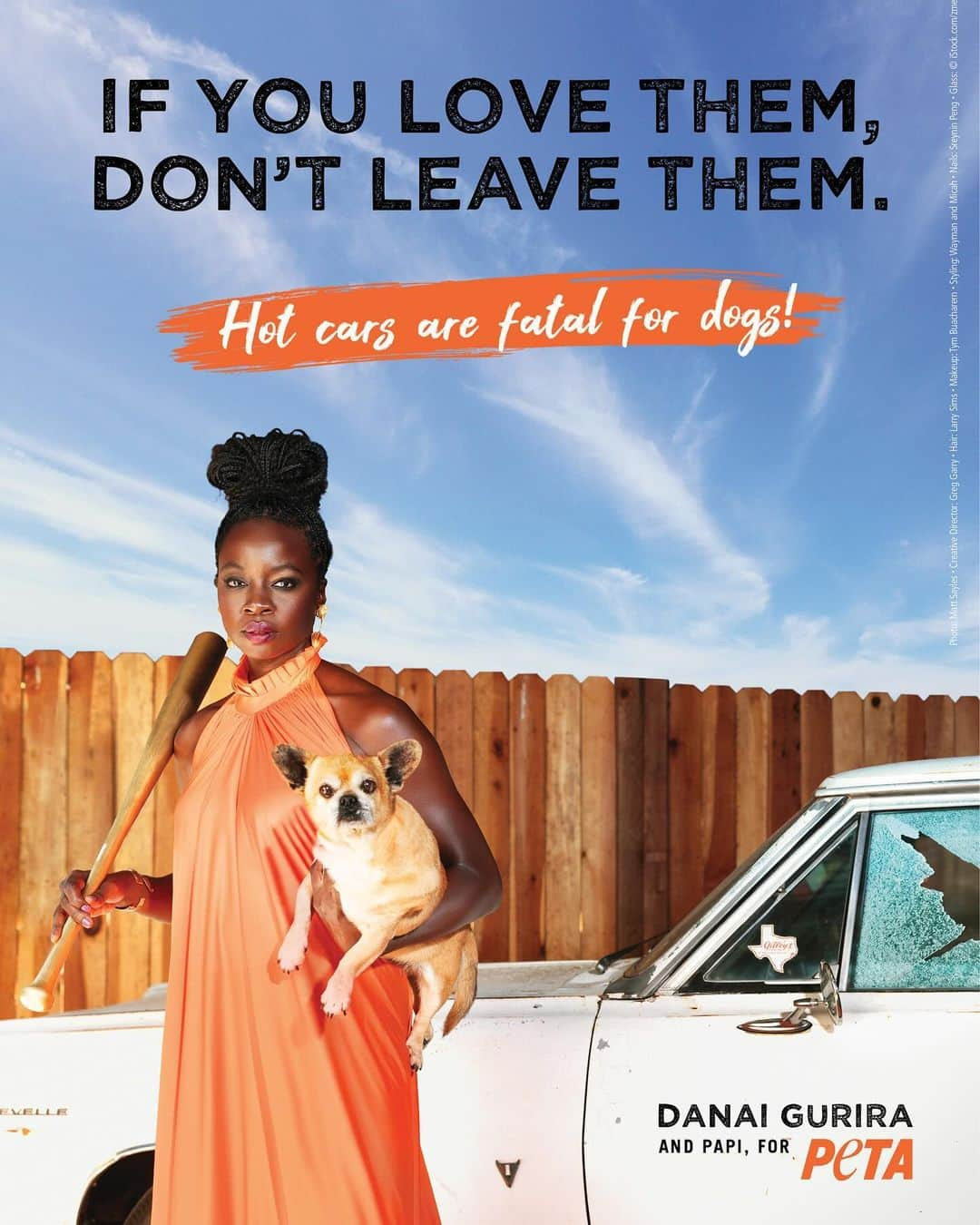 ダナイ・グリラのインスタグラム：「It’s still hot out! Award-winning actress and playwright @danaigurira has a message for you… and the baseball bat makes her intentions loud and clear. https://peta.vg/3qxc  Creative director @eyesofgreggarry  Photographer @msayles Stylists @waymanandmicah Hair @larryjarahsims Makeup @makeupbytym」