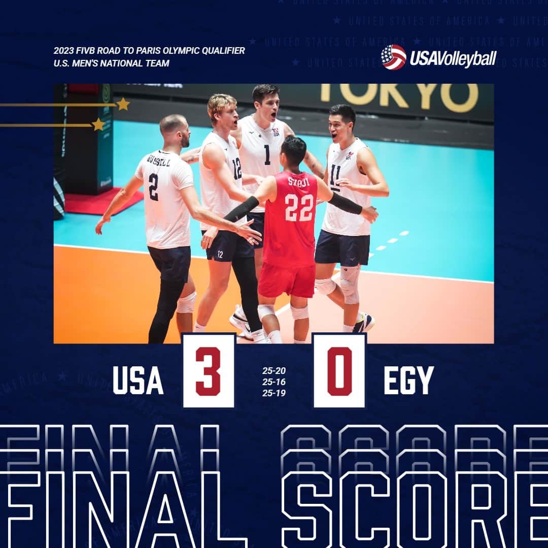USA Volleyballさんのインスタグラム写真 - (USA VolleyballInstagram)「One win in the books! 📘   The U.S. Men's National Team 🇺🇸 opened the FIVB Road to Paris Olympic Qualifier with a sweep of Egypt 🇪🇬 (25-20, 25-16, 25-19) on Saturday in Tokyo.  T.J. DeFalco led all scorers with 17 points. Matt Anderson added 13.  Story and stats to come」9月30日 17時53分 - usavolleyball