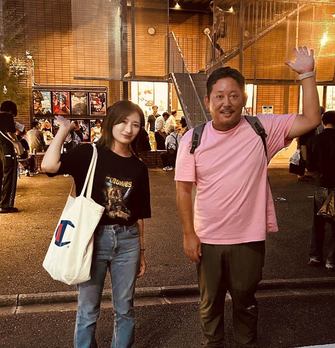 入江悠のインスタグラム：「京都みなみ会館最終日に駆けつけた武田梨奈さんと一緒に。 僕らの仕事場は映画館です。」