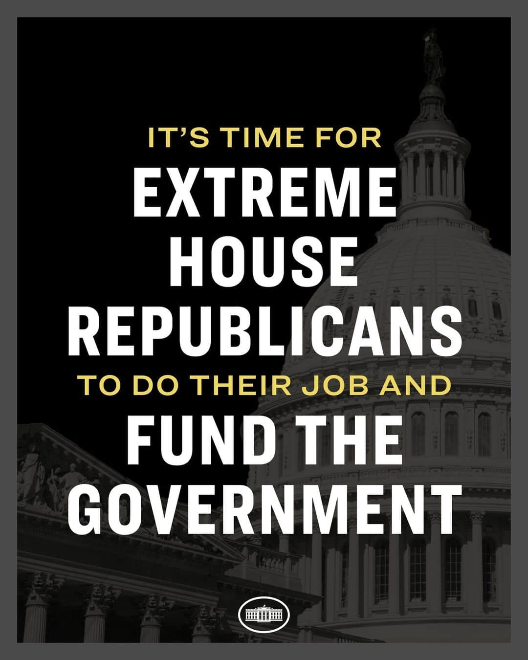 The White Houseさんのインスタグラム写真 - (The White HouseInstagram)「Start the clock.  24 hours until Extreme House Republicans shut down the government.」9月30日 13時00分 - whitehouse
