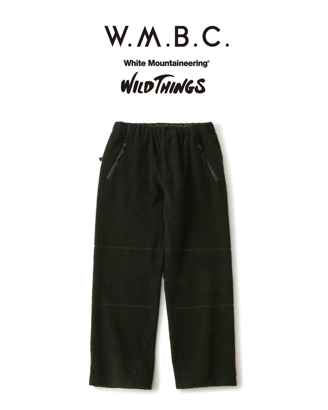 のインスタグラム：「_  White Mountaineering®︎  W.M.B.C. 23AW Collection  Collaborated with @wildthings_jp   BC2373502 W.M.B.C. X WILD THINGS BOA FLEECE PANTS   #wmbc_whitemountaineering #wildthoughts #boafleece #pants」