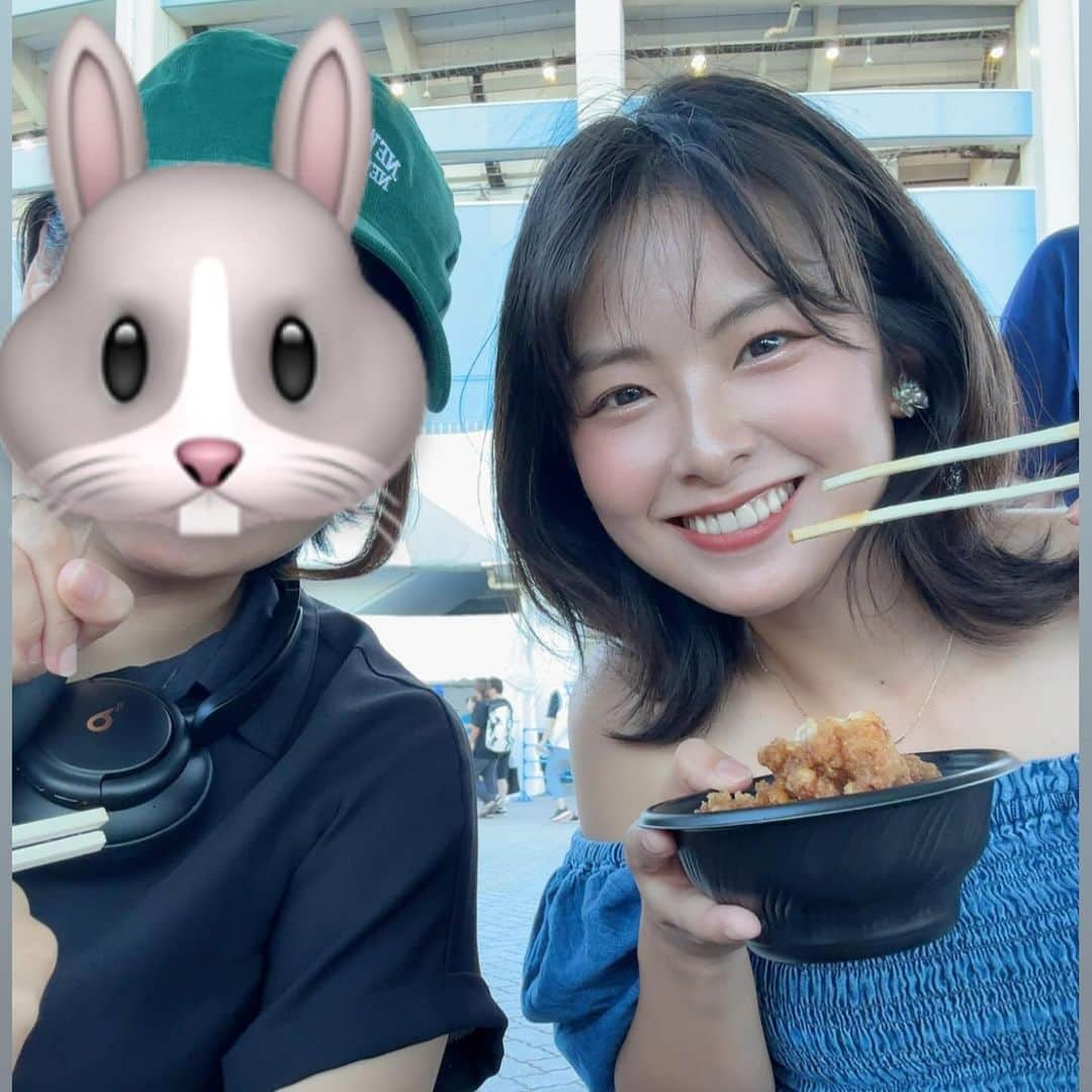 酒井蘭のインスタグラム：「#NiziU in ZOZOマリンスタジアム 千秋楽にいってきました🌈  やっぱり可愛い子たち見ると 目の保養ですし、自分も可愛くいよう！ って気持ちになれてめちゃくちゃ刺激になる❣️  ほんとここまでハマるグループモー娘。Berryz工房以来です😂❤️  楽しかった😇」