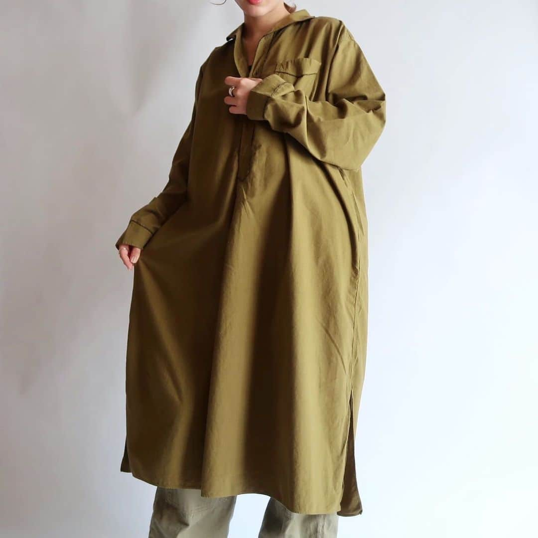 TheSunGoesDownのインスタグラム：「french olive dyed smock  staff 157cm」