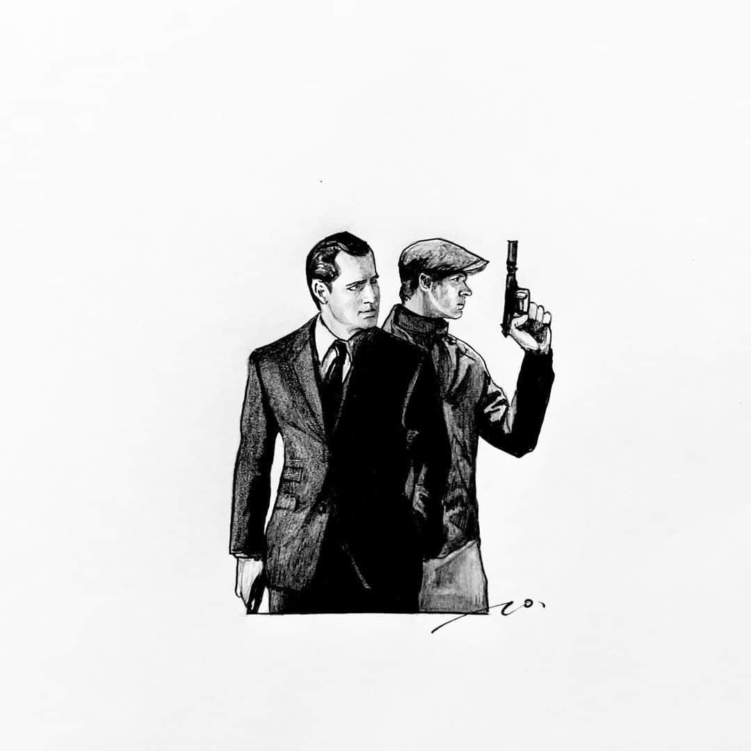 逢坂庵のインスタグラム：「23sketch1001 ・ ・ #cinema #movie #movieart #movieillustration #themanfromuncle #henrycavill #armiehammer #aliciavikander #elizabethdebicki #pencildrawing #portraitsketch #illustragram #monochrome #映画 #映画イラスト #鉛筆画 #人物画 #素描 #モノクロイラスト #コードネームuncle #ヘンリーカヴィル #アーミーハマー #アリシアヴィキャンデル #エリザベスデビッキ #映画好きな人と繋がりたい」