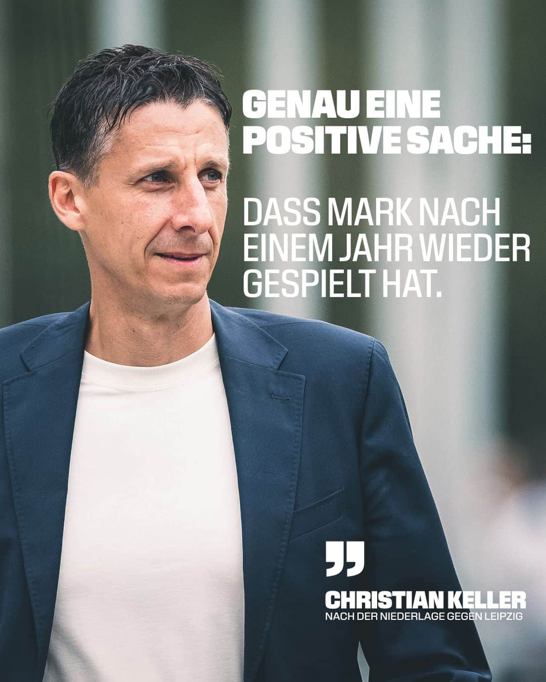 1.FCケルンのインスタグラム：「Christian Keller hat die Niederlage gegen Leipzig eingeordnet. Der FC-Geschäftsführer sagt: „Ich habe zu Mark gesagt, dass ich aus dem Spiel genau eine positive Sache mitnehme. Dass er nach einem Jahr das erste Mal wieder in der Liga gespielt hat. Seine hohe Qualität – sportlich, wie persönlich – tut uns gut.“  Dass du mit deiner Qualität wieder zurück auf dem Rasen bist, ist wichtig für das gesamte Team, @markuth. Auch, wenn du dir dein Comeback anders vorgestellt hast. ❤️🤍」