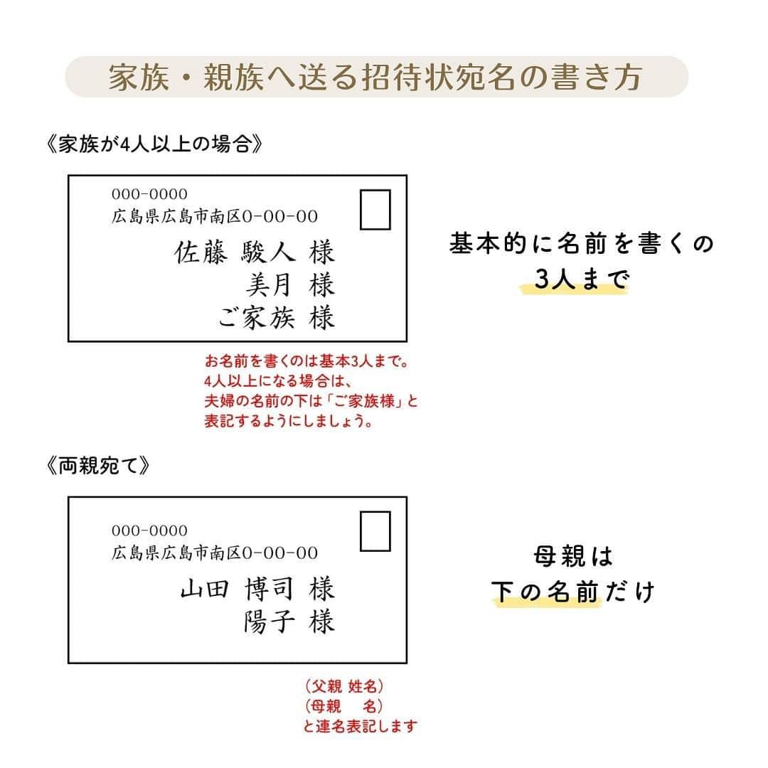 プレ花嫁さんの為の結婚式アイテム通販ファルべさんのインスタグラム写真 - (プレ花嫁さんの為の結婚式アイテム通販ファルべInstagram)「👪両親・兄弟姉妹・親族にも #招待状 って必要？👪 ✼••┈┈┈┈••✼••┈┈┈┈••✼••┈┈┈┈••✼ 結婚が決まったら【ファルベ】 おしゃれなアイテムが揃う通販サイト @wedding_farbe 新作情報や人気アイテムをはじめ、 結婚準備のお役立ち情報を毎日投稿しています🤗 ✼••┈┈┈┈••✼••┈┈┈┈••✼••┈┈┈┈••✼  #結婚式招待状 って ✔️両親や兄弟姉妹、親族にも必要？ ✔️出欠の意思確認が済んでいるのに返信ハガキって必要？  そんな身内への結婚式招待状に関する、気になる疑問をまるっと解決！🙆‍♀️  「親しき仲にも礼儀あり」 近い関係性だからこそ、失礼のない対応ができるように ✔️宛名の書き方 ✔️返信ハガキは同封する？しない？ ..... しっかり確認しておきましょう!  ▼詳しくはプロフィールURLをチェック▼ ——— @wedding_farbe ——— #ファルベ #farbe #結婚式準備 #結婚式準備プレ花嫁 #結婚式アイテム  #2023冬婚 #2024春婚 #2024夏婚 #プレ花嫁 #プレ花嫁準備 #結婚準備 #結婚式準備 #全国のプレ花嫁さんと繋がりたい #新郎新婦 #招待状書き方 #招待状デザイン #招待状diy #招待状準備 #結婚式準備記録 #結婚式アイディア」10月29日 13時28分 - wedding_farbe