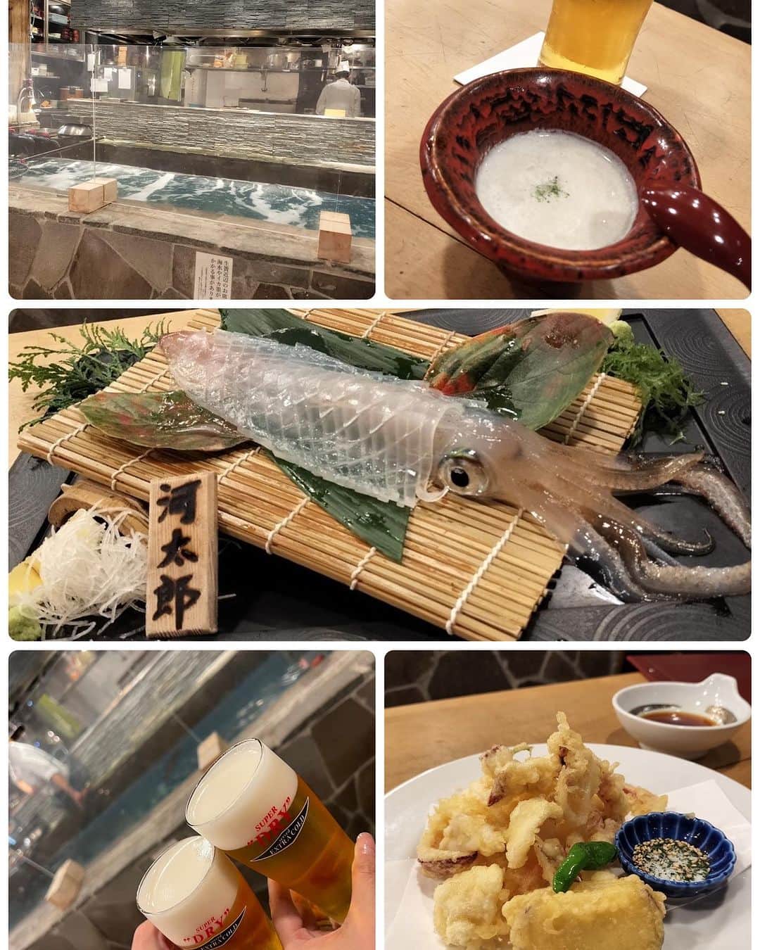 近藤英恵さんのインスタグラム写真 - (近藤英恵Instagram)「博多で食べたものきろく😋❤️  Brooklyn Parlor HAKATA🍇 しらに田🍶🥢 博多ほたる🐟 もつ焼き てしまや🥩 河太郎🦑 もつ鍋おおいし🍲  しらに田さん以外は全て、 さやかさんのspecial arrange🙌 1分1秒を無駄にしない美味しいモノスケジュールに感激🤩✨  写真撮ってないけど、 私は早朝からの個人行動でお蕎麦、 サウナ🧖‍♀️、マッサージも堪能して 帰りは✈️搭乗前にラウンジで🍙まで食べて帰京🙌  これで一泊二日です🤗 大充実の博多旅❤️  #観劇以外の博多#グルメ旅#美味しいものを食べるために生きてる#happy#🍽️#博多大好き#すいとーよ#🥩#🐟#🦑#🍲#specialarrange#感謝#🥰」10月29日 15時32分 - hanachan93