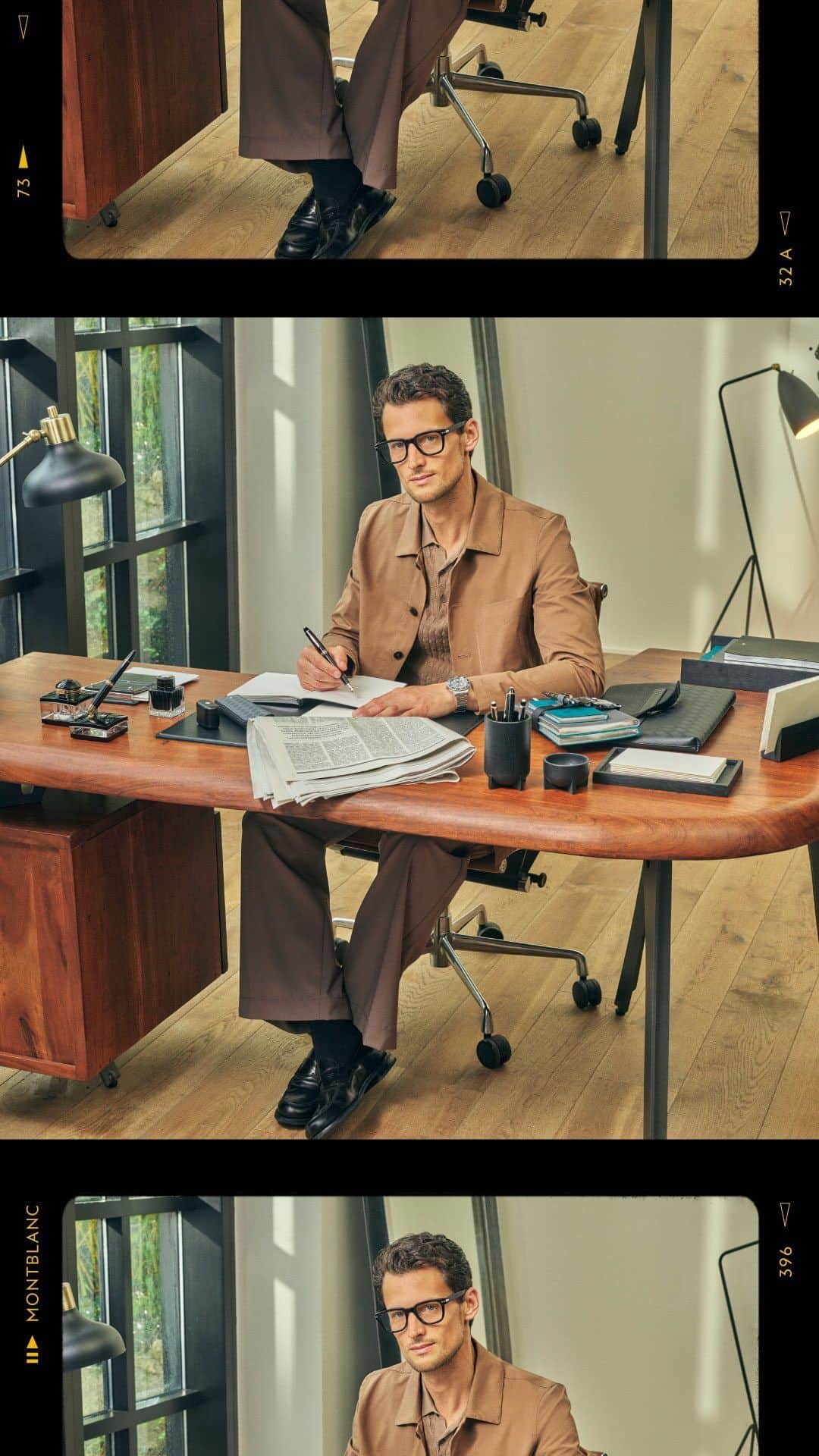 のインスタグラム：「Through the lens of refinement, we see a world of style. Montblanc eyewear unites bold shapes with heritage-inspired details for statement-making yet classic looks.   #InspireWriting #montblanchighartistry」