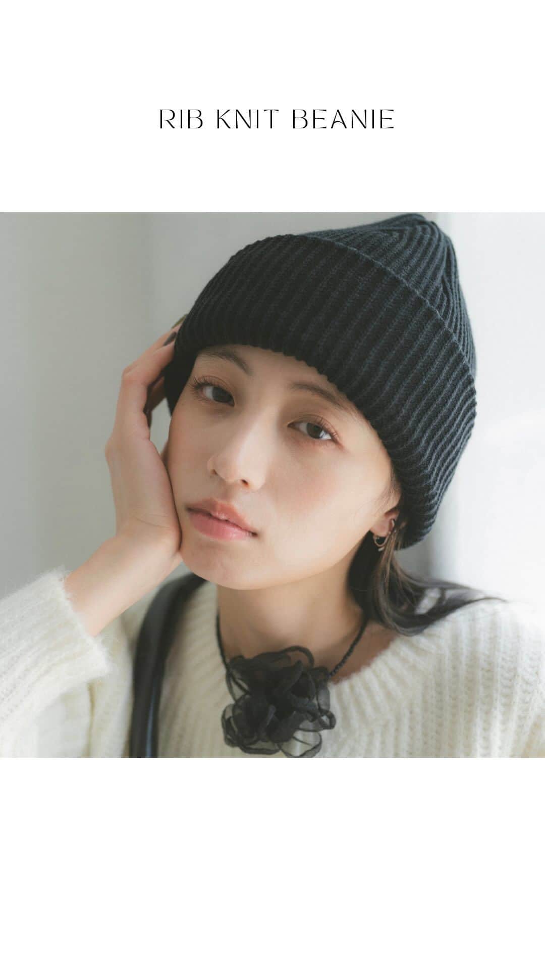 Vannie Officialのインスタグラム：「rib knit beanie ivory / black / gray ¥2,640(tax in) #vannie_u #ヴァニーユー」