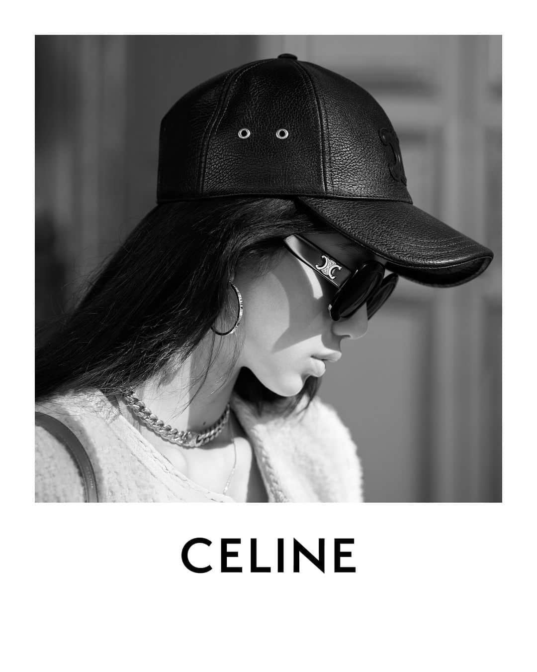 Celineさんのインスタグラム写真 - (CelineInstagram)「LISA @LALALALISA_M  CELINE CLASSIC CHASSEUR JACKET  CELINE TRIOMPHE LEATHER CAP  CELINE LULU TRIOMPHE SUNGLASSES  CELINE JEWELRY CELINE GOURMETTE TRIOMPHE NECKLACE  @HEDISLIMANE PHOTOGRAPHY AND STYLING  PARIS  OCTOBER 2023   #CELINEPORTRAIT #CELINEBYHEDISLIMANE」10月29日 20時01分 - celine