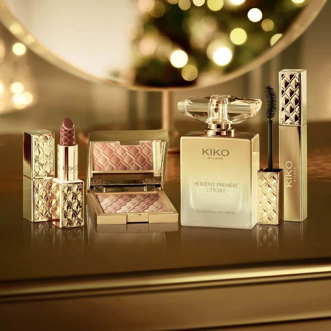 KIKO MILANOのインスタグラム：「Unwrap the magic of the season with #KIKOHolidayPremiere 🎁 Explore our selection of makeup, skincare, accessories, and gift sets featuring dazzling shades and elegant designs to make the most sparkling time of the year extra special. ✨ ⁣ *Dropping tomorrow online & in stores!⁣  ⁣L'Ètoile Golden - Sparkling Lipstick - Enchanting Duo Bronzer - Volume & Curl Mascara  #KIKOMilano #christmascollection #newmakeup #makeupcollection ⁣ ⁣」