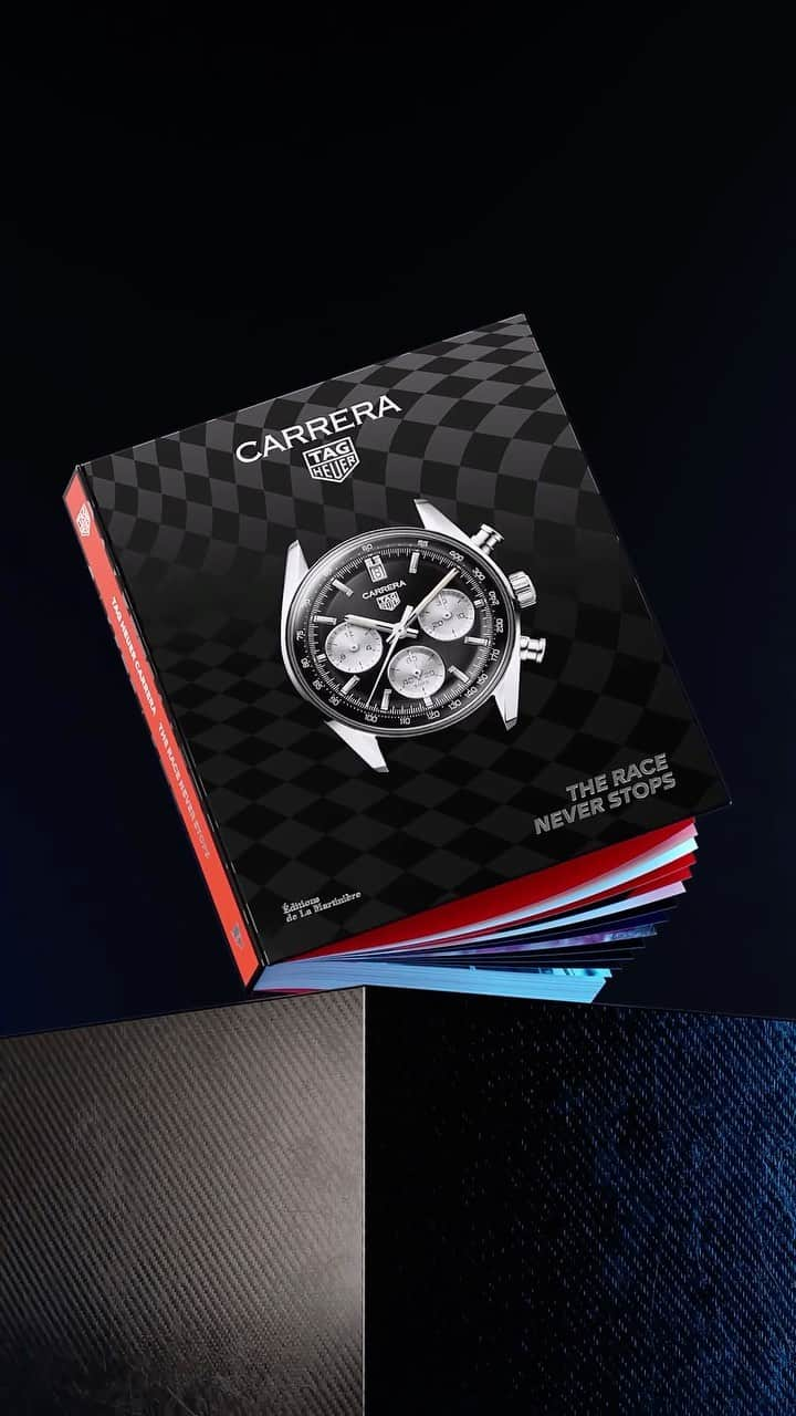 タグ・ホイヤーのインスタグラム：「Celebrating an icon with our new book⁣  ⁣ Dive into 'The TAG Heuer Carrera: The Race Never Stops,' a captivating tome about the rich history of our iconic timepiece, The TAG Heuer Carrera. Its beautifully curated pages take readers on an exhilarating journey through the watch’s evolution and its profound impact on the world of timekeeping.⁣ ⁣ Available now in TAG Heuer boutiques and bookstores worldwide!⁣ ⁣ #TAGHeuer #TAGHeuerCarrera⁣」