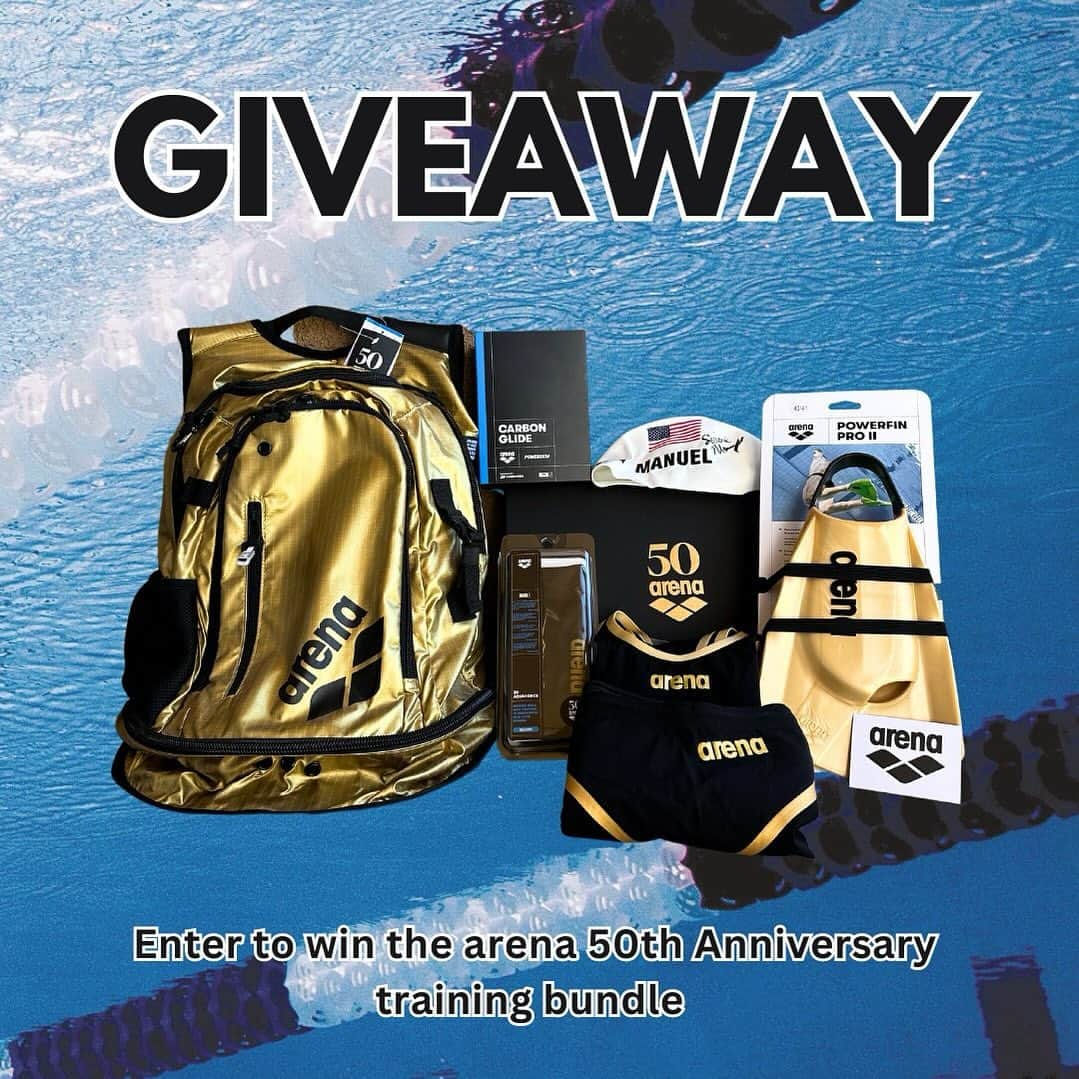 arenausaのインスタグラム：「***CONTEST CLOSED*** Become an icon in the pool with Simone Manuel's arena 50th Anniversary training kit💧We’re giving away one mens and one womens arena 50th Anniversary training kit that includes: an exclusive 50th Anniversary box, arena Carbon Glide tech suit, arena Aquaforce wave cap, arena 50th anniversary backpack, arena pro powerfins, exclusive arena stickers, and one lucky winner of the two will get a cap signed by Simone Manuel🔥  Here’s how to enter: ⭐️Follow @swimoutlet @arenausa  ⭐️Like this post ⭐️Tag a friend in the comments (more comments = more entries) ⭐️Share this post to your story for an extra entry every day! 🥳  Two lucky winners will be announced on 10/27 via our stories end of day 🎉 Good Luck! 🖤  **Contest is not sponsored by Instagram and is void where prohibited. Contest winner will be announce on this page only and must be at least 13yrs of age, any other page contacting on behalf of SwimOutlet or arena should be blocked and noted as spam. Contest is open to US residents only**」