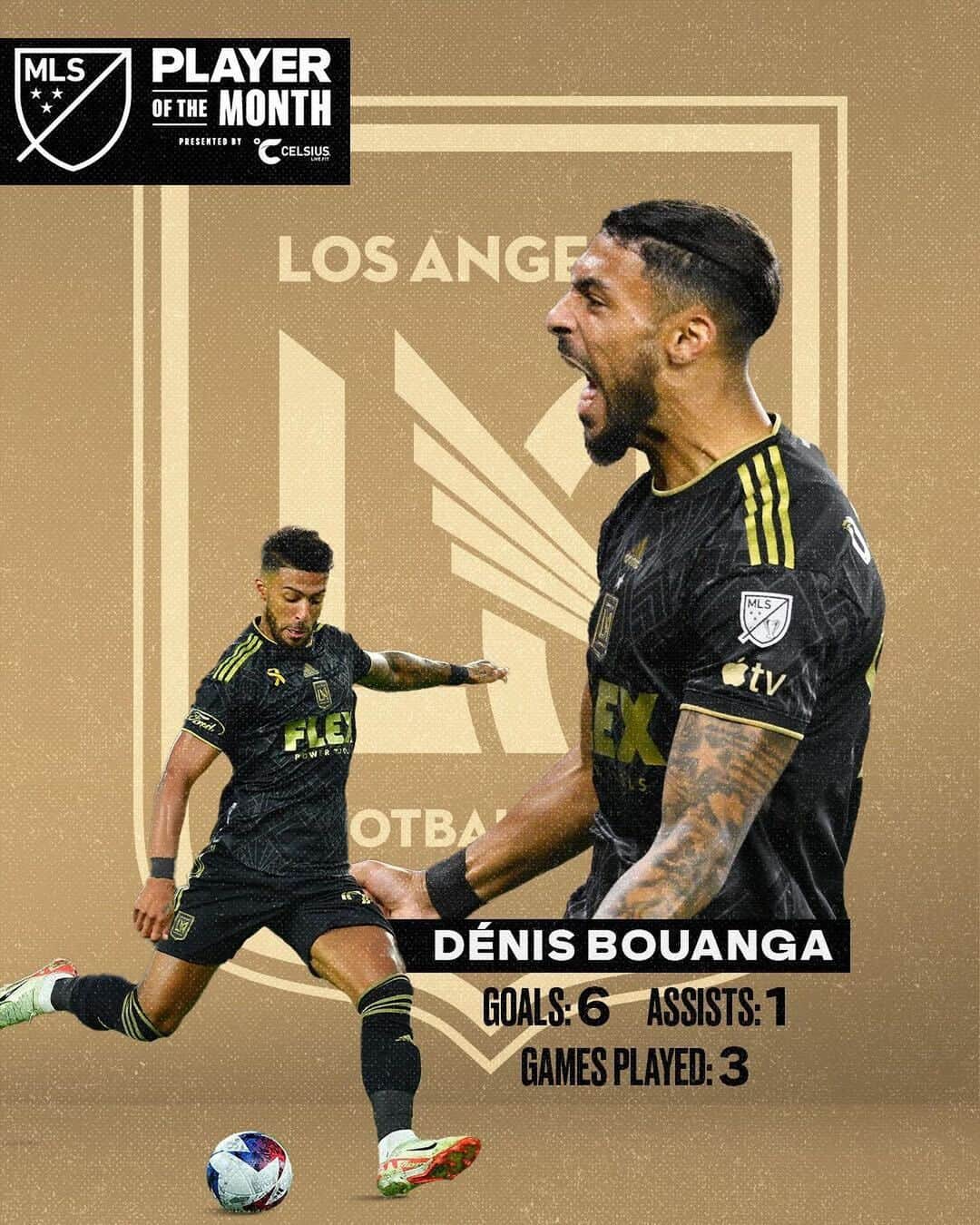 Major League Soccerのインスタグラム：「@bouanga_20 closed out his Golden Boot campaign on fire. 🔥  The @lafc forward is the October Player of the Month pres. by @celsiusofficial.」