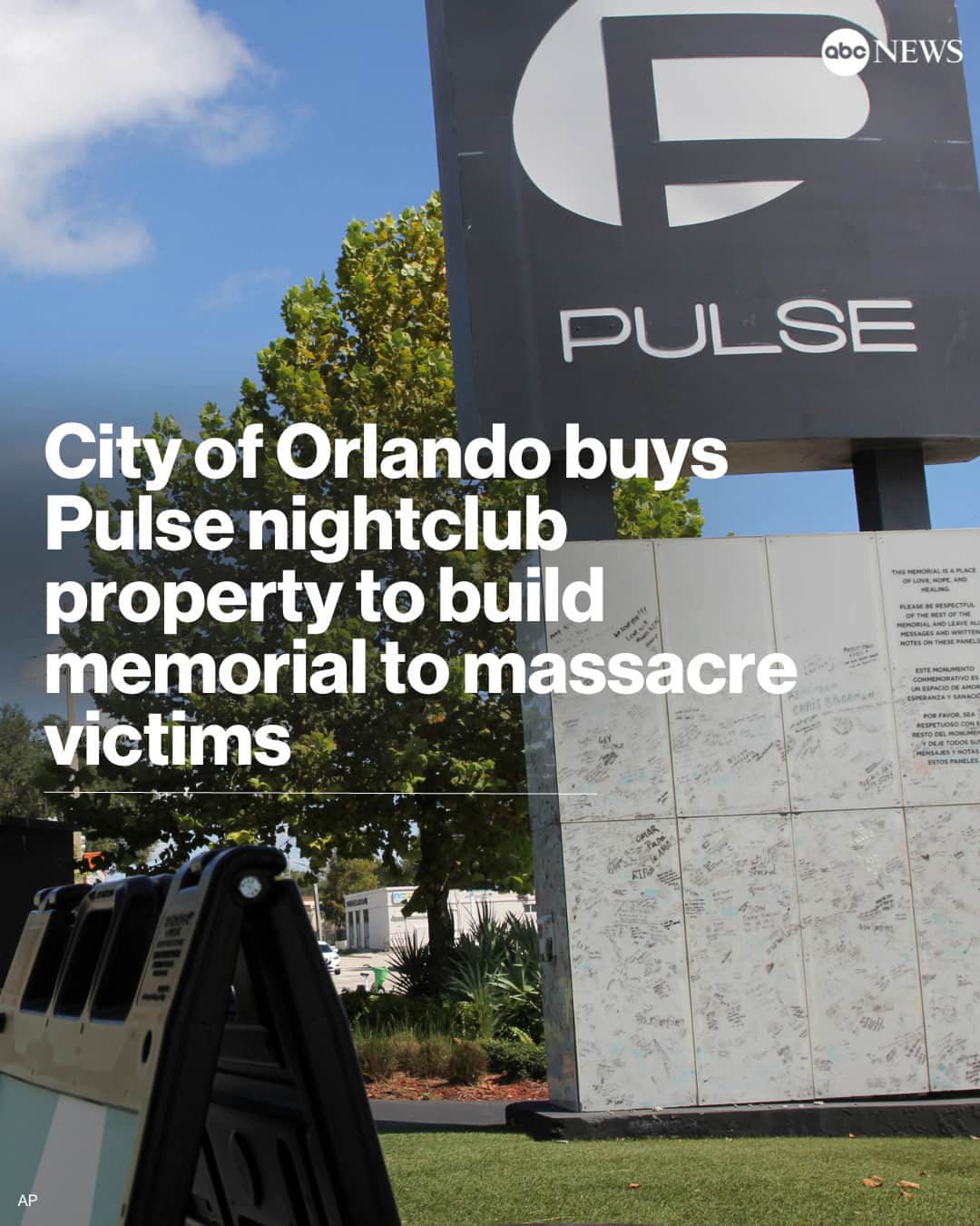 ABC Newsのインスタグラム：「The city of Orlando is moving forward with plans to create a memorial on the property of the Pulse nightclub, where 49 people were massacred seven years ago.  City leaders agreed to purchase the property for $2 million.  Orlando Mayor Buddy Dyer said they plan a collaborative approach, working with families of the victims to create the memorial. Tap link in bio for more.」