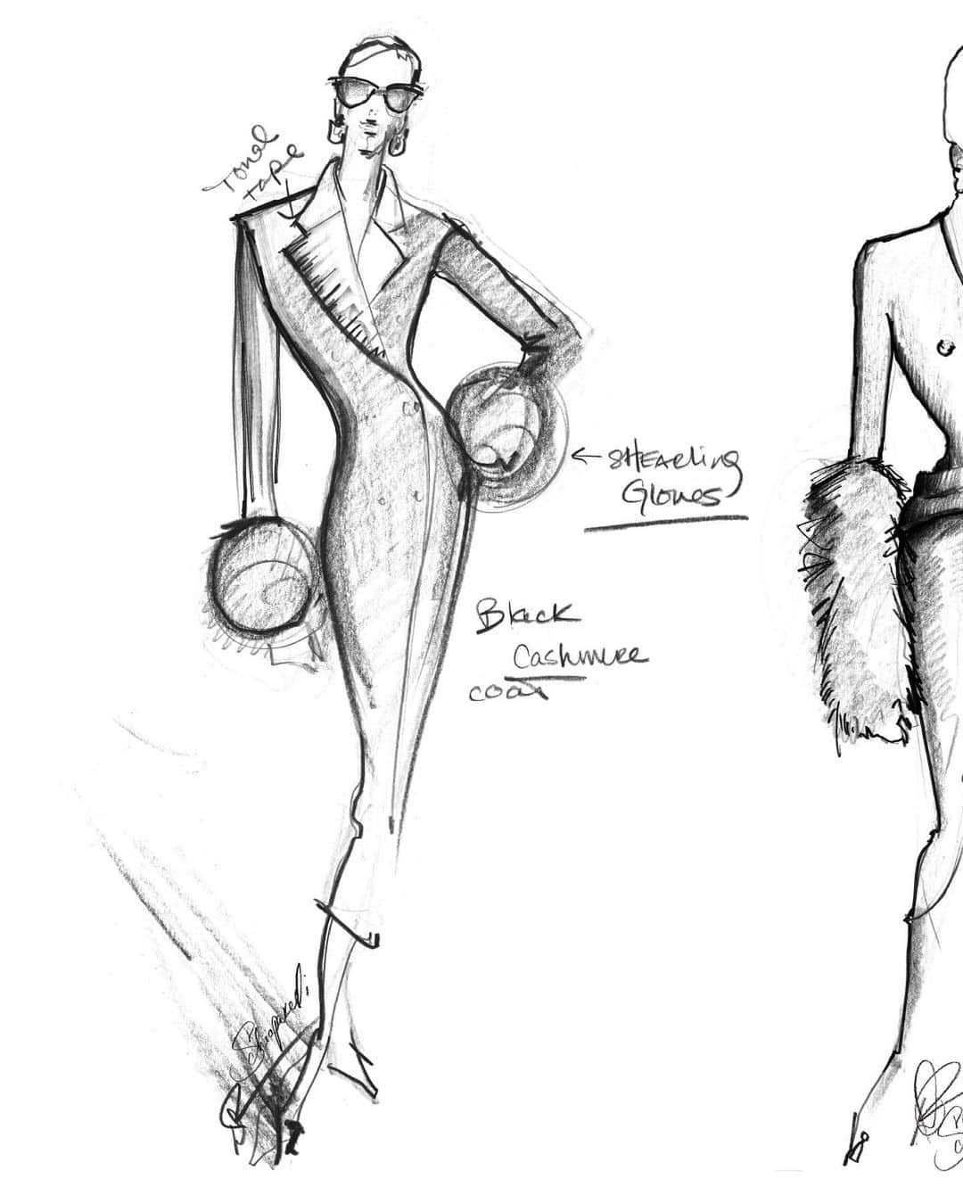 スキャパレリのインスタグラム：「Hand-drawn @schiaparelli Ready-to-Wear sketches by @danielroseberry for Fall/Winter 2023.  #Schiaparelli」