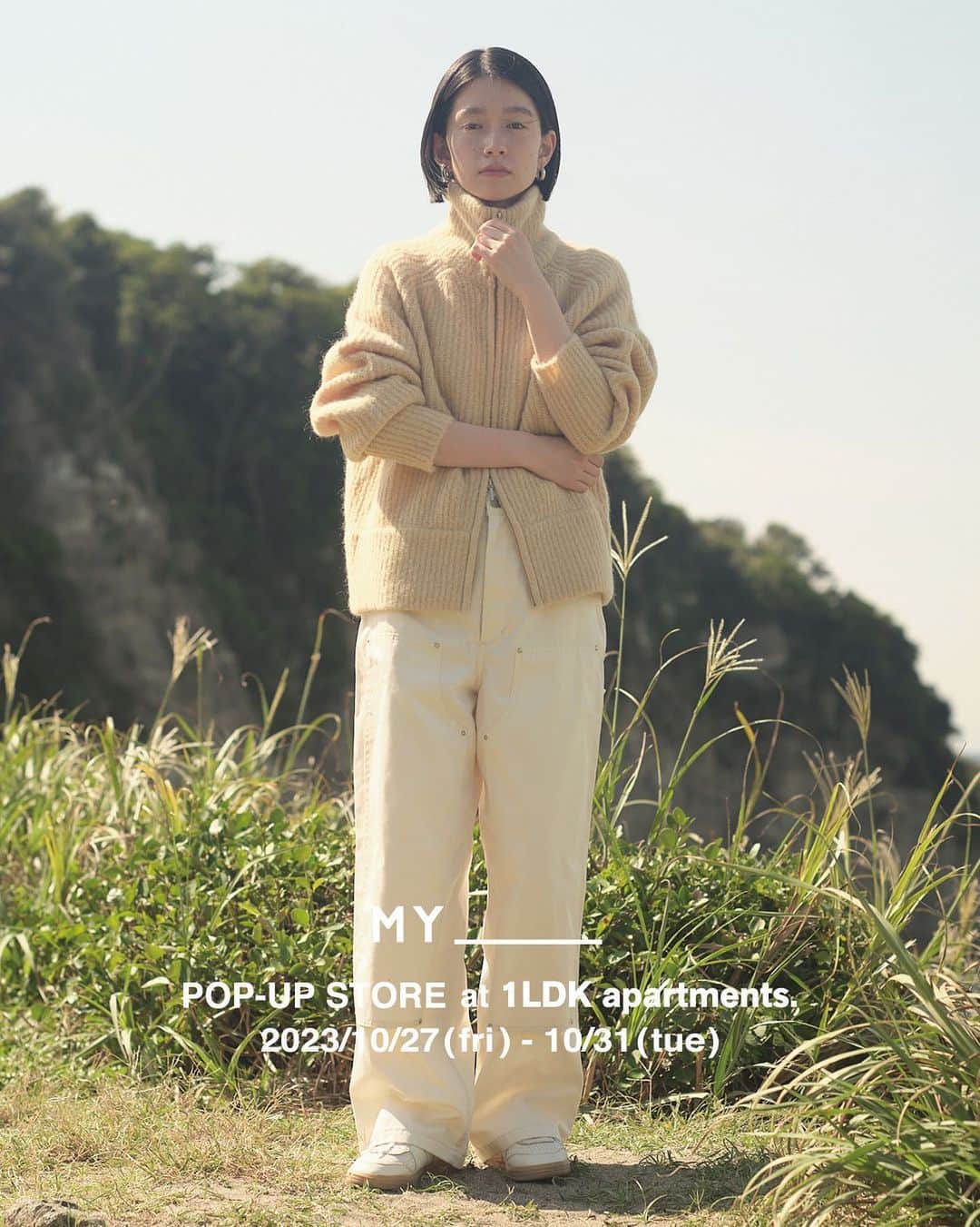 のインスタグラム：「2023年10月27日(金)〜10月31日(火)開催 ⁡ 〈 MY___ POP-UP STORE 〉 at 1LDK apartments. ⁡ 特別なものでなく、毎日着たくなるスタンダードなアイテムを提案している"MY___"。 POP-UP STOREを、1LDK apartments.にて開催します。 ⁡ 女性らしく綺麗にみえるパターンを追求し、着心地、素材にこだわり、美しく、高品質な製品を提供。今の気分をプラスした新しいリアルクローズを目指しています。 ⁡ 期間中ご購入いただいた方に、MY___オリジナルポストカードセットとステッカーをプレゼントいたします。 ⁡ 開催店舗 1LDK apartments. ( @1ldk_apartments )  [土日] 12:00〜19:00 [平日] 13:00〜19:00 ⁡ #my_1ldk @my___official #1ldk #1ldkapartments #1ldkshopofficial」