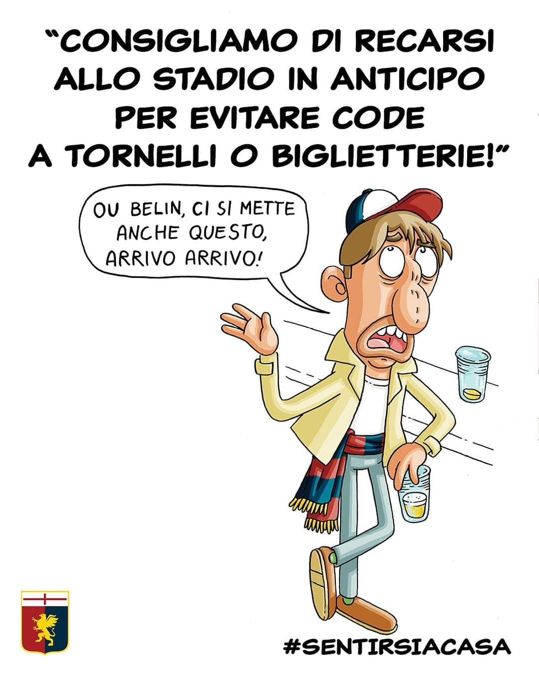 ジェノアCFCさんのインスタグラム写真 - (ジェノアCFCInstagram)「🏠 #SentirsiACasa 🏠   ❗️ Consigliamo di recarsi allo stadio in anticipo per evitare coda a tornelli o biglietterie   🏟️ Questa misura è essenziale per garantire la sicurezza e la migliore esperienza possibile per tutti all’interno dello stadio」10月25日 19時25分 - genoacfc