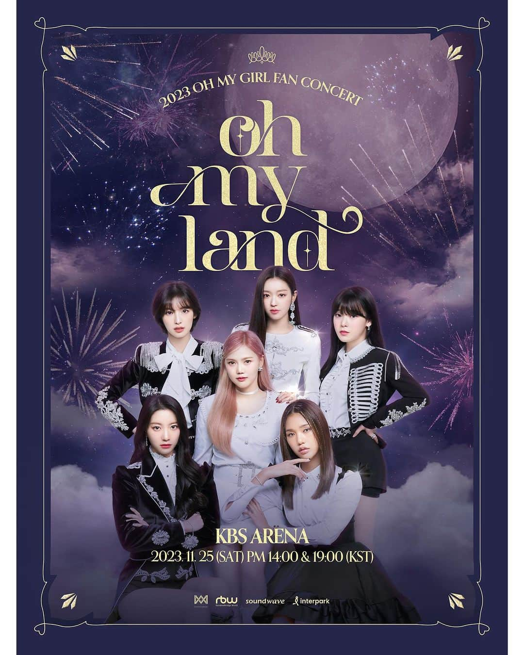 OH MY GIRLさんのインスタグラム写真 - (OH MY GIRLInstagram)「2023 OH MY GIRL FAN CONCERT [OH MY LAND]  밤 낮 없는 축제가 열리는 놀이공원 “OH MY LAND” 로 미라클 여러분들을 초대합니다!  [공연정보] - 공연명 : 2023 OH MY GIRL FAN CONCERT [OH MY LAND] - 공연일시 : 2023년 11월 25일 (토) PM 2:00 / PM 7:00 (KST) - 공연장소 : KBS 아레나 - 티켓가격 * 팬클럽 선예매 : 전석 110,000원 (VAT 포함) * 일반예매 : 전석 121,000원 (VAT 포함) - 관람등급 : 만 7세 이상 - 공연시간 : 120분 - 매수제한 * 선예매 : 회차당 1인 1매 * 일반예매 : 회차당 1인 2매 (팬클럽 선예매 매수 포함)  [티켓 예매 안내] - 팬클럽 인증 : 2023년 10월 27일 (금) PM 2:00 ~ 10월 30일 (월) PM 6:00 (KST) - 선예매 일시 : 2023년 10월 30일 (월) PM 8:00 ~ 10월 30일 (월) PM 11:59 (KST) - 선예매 대상 : 2023년 10월 22일 (일) PM 11:59 까지 가입을 완료한 MIRACLE 4th Membership 회원에 한하여 선예매가 가능합니다. - 일반예매 일시 : 2023년 10월 31일 (화) PM 8:00 (KST) ~ - 예매처 : 인터파크 티켓 (https://tickets.interpark.com/) - 티켓 문의 : 인터파크 티켓 1544-1555」10月25日 20時00分 - wm_ohmygirl