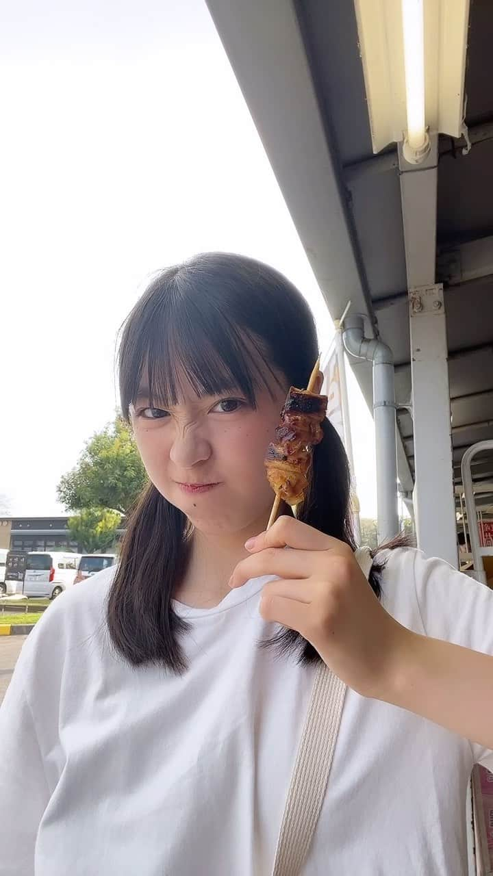 武上陽奈のインスタグラム：「焼き鳥〜🍖✨️  お肉大好きなんです！！ 久しぶりに食べて、美味しすぎて感動しました🥹💕  #焼き鳥#chicken#グルメ#しあわせ#お肉！#meat#ツインテール#2つ結び#おさげ#Tシャツ#Japan#JapaneseGirl#16歳#16yearsold#スターダストプロモーション#スターダスト#JK#FJK#女子高生#武上陽奈」