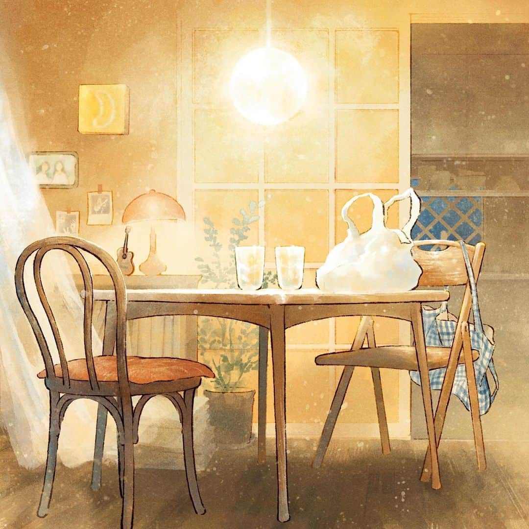 chiakiidaのインスタグラム：「こたにさん(@chord__7 )のソロ1st single「帰っておいで」ジャケットイラスト描かせていただきました。  各種配信サイトで本日配信スタートされてます。YoutubeでMVも🏠🍦  心地いい距離感で寄り添ってくれるこたにさんの歌声、たくさんの方に届きますように！  #こたに #帰っておいで」