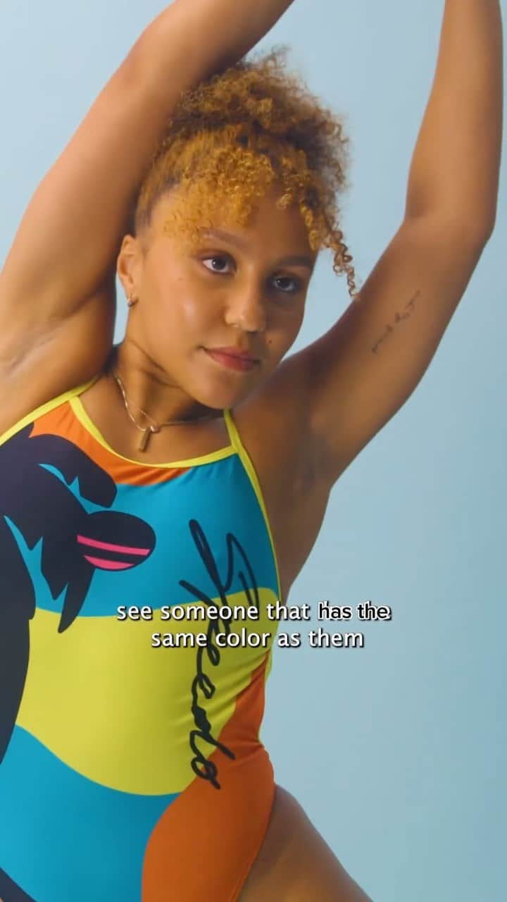 スピードのインスタグラム：「Meet @amygrant___, an ex-elite swimmer who swam in different clubs for 18 year.   « Starting swimming, I noticed that there wasn’t many people that looked like me.  Swimming is an essential life skill, and there’s not a lot of representation of Black and people of colour in the sport. »  #Speedo」