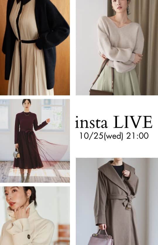 Andemiu(アンデミュウ) のインスタグラム：「10.25(wed) 21:00 Insta LIVE🎥.st 20%還元おすすめアイテム紹介@ピオレ姫路  イベント期間中のおすすめアイテムをAndemiuスタッフが実際に着て着用感や着回しをご紹介致します。  Eri 158cm Haru🐰 162cm  フォーカスアイテム .  Cラクーン2wayニット ¥11,000（tax in）#199509 . Cラクーンカーディガン ¥12,100（tax in）#199511 . ケシプリーツシャツワンピース ¥12,100（tax in）#983979 . モッサハーフコート ¥25,300（tax in）#906698 . モッサスタンドコート ¥27,500（tax in）#906695 . ショールカラーロングコート ¥25,300（tax in） ↓ ¥22,000（tax in）#966338 . 10thチュールドッキングワンピース ¥12,100（tax in） ↓ ¥9,900（tax in）#976458 . . 🔗@andemiu_official のトップURLからぜひチェックしてみて下さい  #andemiu #アンデミュウ #フェミニン #大人フェミニン #大人コーデ #winter #冬 #冬コーデ #アウター #アウターコーデ #コート #ウールコート」