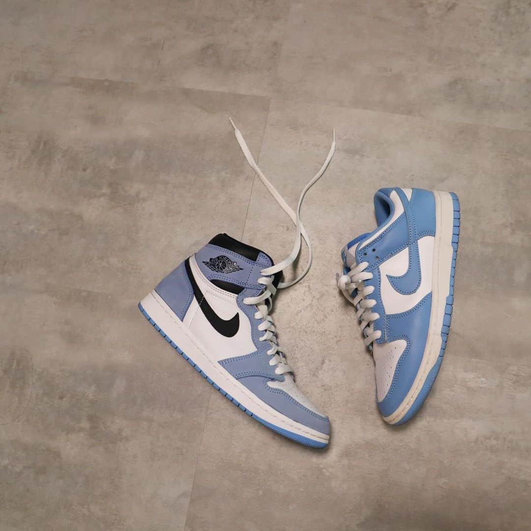 倉島大地のインスタグラム：「🧊🧊🧊  #jordan1 #dunklow #universityblue」