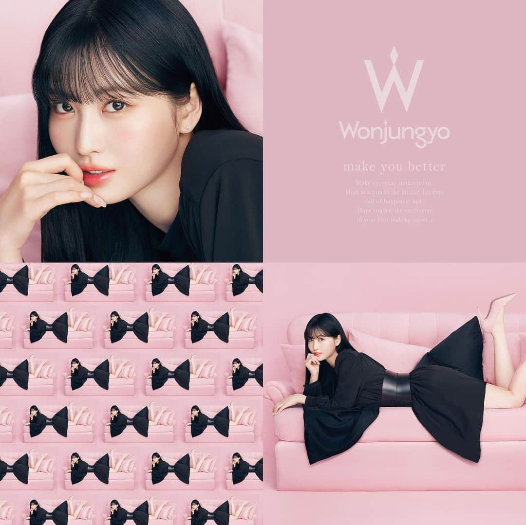 吉田ユニのインスタグラム：「Wonjungyo 🎀♢🎀♢🎀New visual🎀♢🎀♢🎀  Produced by makeup artist Wonjungyo @bit.boot_jungyo  Brand Muse “MOMO” @momo   #wonjungyo  #momo  #twice #ribbon #makeup #diamond #모모　#트와이스　#ウォンジョンヨ」