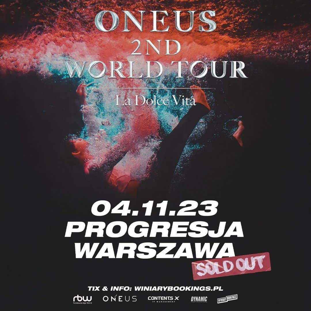 ONEUSのインスタグラム：「. [#원어스]  ONEUS 2ND WORLD TOUR  [La Dolce Vita] Tickets are SOLD OUT for: Warzawa💘   Thanks to all the love  and support by #TOMOON 🫶  #ONEUS #La_Dolce_Vita #2ndWorldTour」