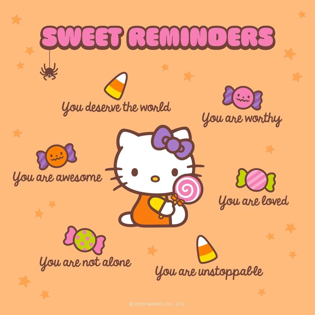 Hello Kittyさんのインスタグラム写真 - (Hello KittyInstagram)「#WellnessWednesday: No tricks just treats 🍬✨ Tag a bestie for some sweet reminders!」10月25日 23時01分 - hellokitty