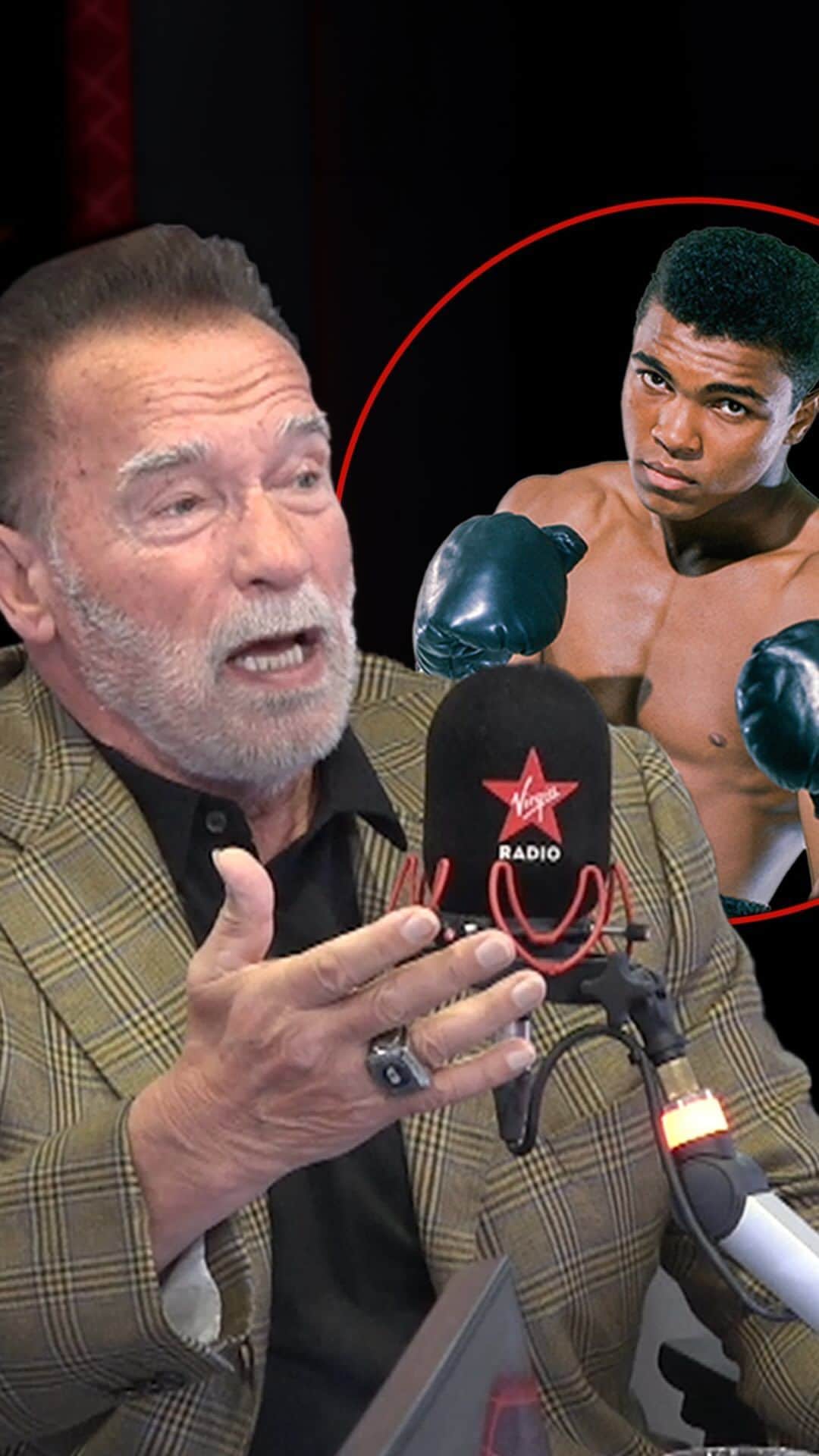アーノルド・シュワルツェネッガーのインスタグラム：「Bodybuilder, actor and motivational all-rounder Arnold Schwarzenegger recounts his time working out with Muhammad Ali, who ‘didn’t start counting until it hurt’ 🫨  📺 Watch the full interview on YouTube  #arnoldschwarzenegger #muhammadali #chrisevans #terminator」
