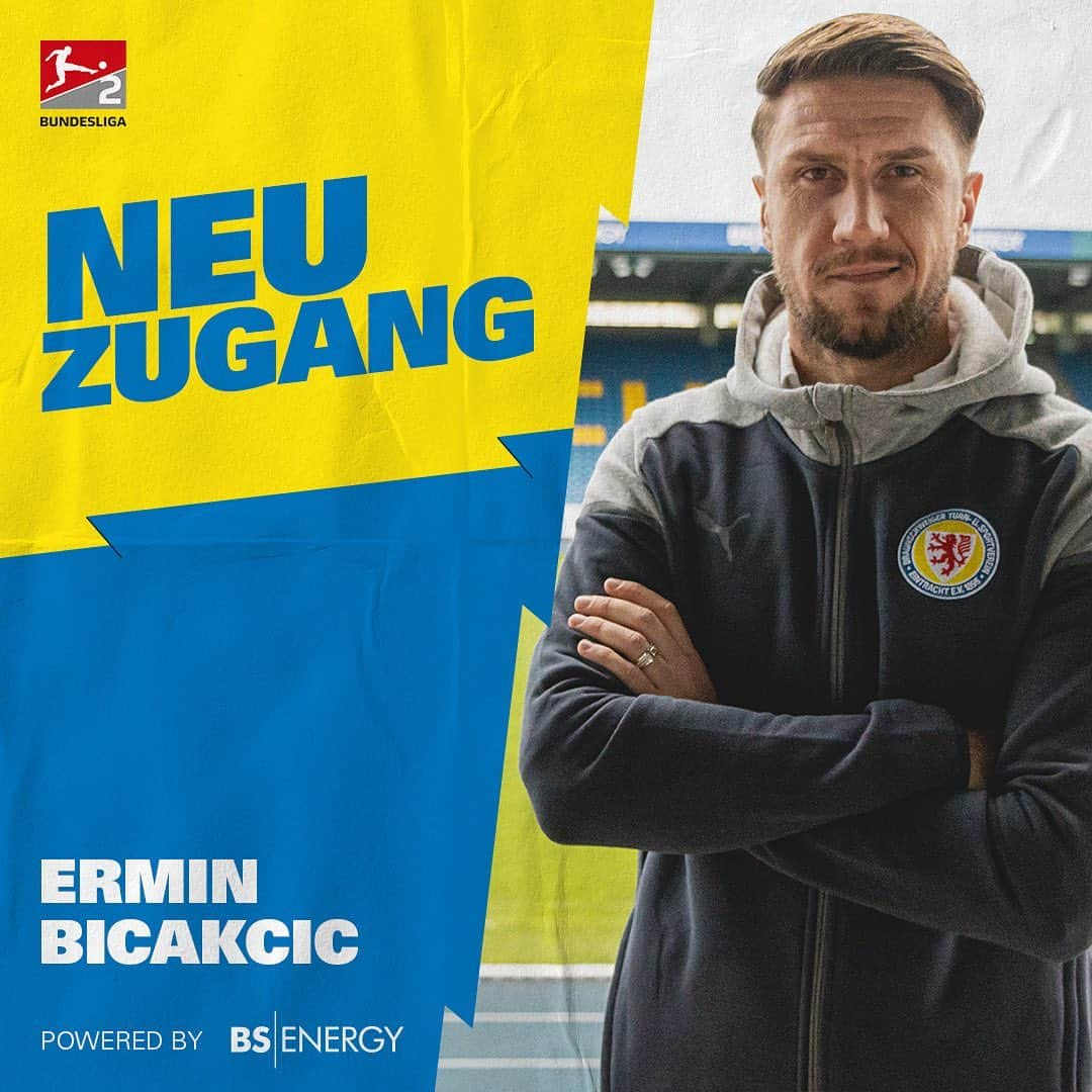 アイントラハト・ブラウンシュヴァイクのインスタグラム：「EISEN-ERMIN IST ZURÜCK!💙💛  Ermin Bičakčić ist wieder ein Löwe! Der Verteidiger kehrt nach neun Jahren zur Eintracht zurück!  Klasse, dass du wieder hier bist, Bico!🦁  Alle Infos in unserer Story und auf eintracht.com! ______ #wirsindeintracht #eisenermin」