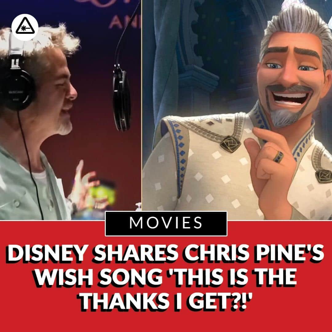 クリス・ハードウィックのインスタグラム：「The Mouse House has given us a preview of their next antagonistic number. It’s an early listen to a charming baddie’s big number sung by a charming Hollywood favorite. Disney has shared an early listen/look of Chris Pine performing its latest villain song “This Is the Thanks I Get?!” from Wish.  link in bio」