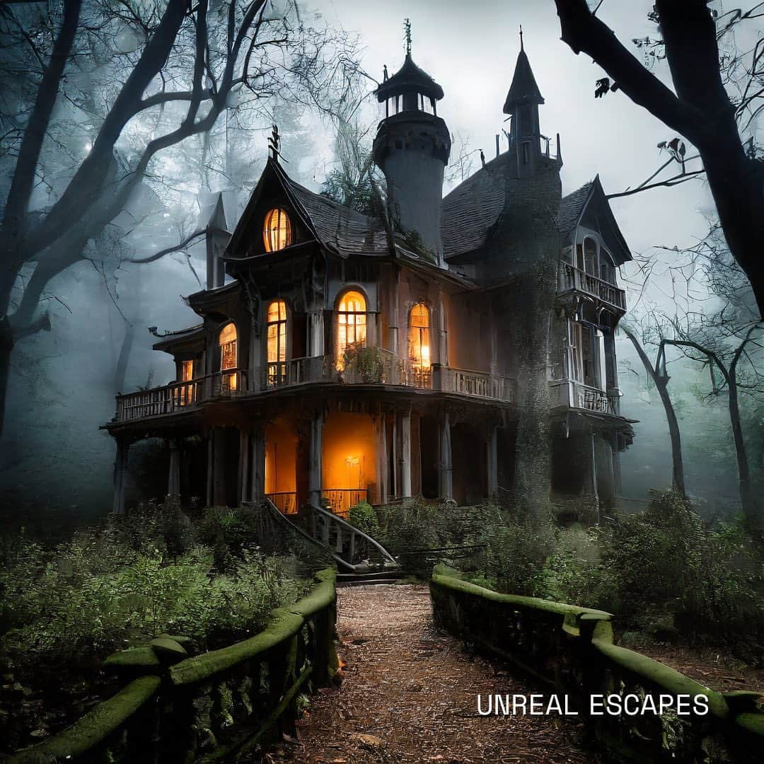 PicLab™ Sayingsのインスタグラム：「Bringing some hauntingly cool escapes to life with our latest series Unreal Escapes! 🕸️ 👻 These visualizations are giving major spooky/ Halloweentown vibes, if only we could visit them in real life. If you could spend the night in one of these imaginative places, which one would you choose? Our personal favorite is the Jack-o'-lantern house. 🎃」