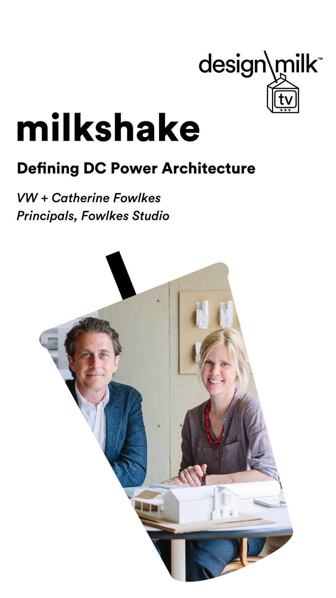 Design Milkのインスタグラム：「For this week’s Milkshake, we talk with Catherine and VW Fowlkes, principals of @fowlkesstudio in Washington, DC. Here, they share the mullet-adjacent rules for designing homes for the city’s powerful elite (formal in the front, party in the back), their favorite embassy designs, and how they integrate craftsmanship into their residential projects. Tune in for more! \\\ #dmtvmilkshake #designmilktv」