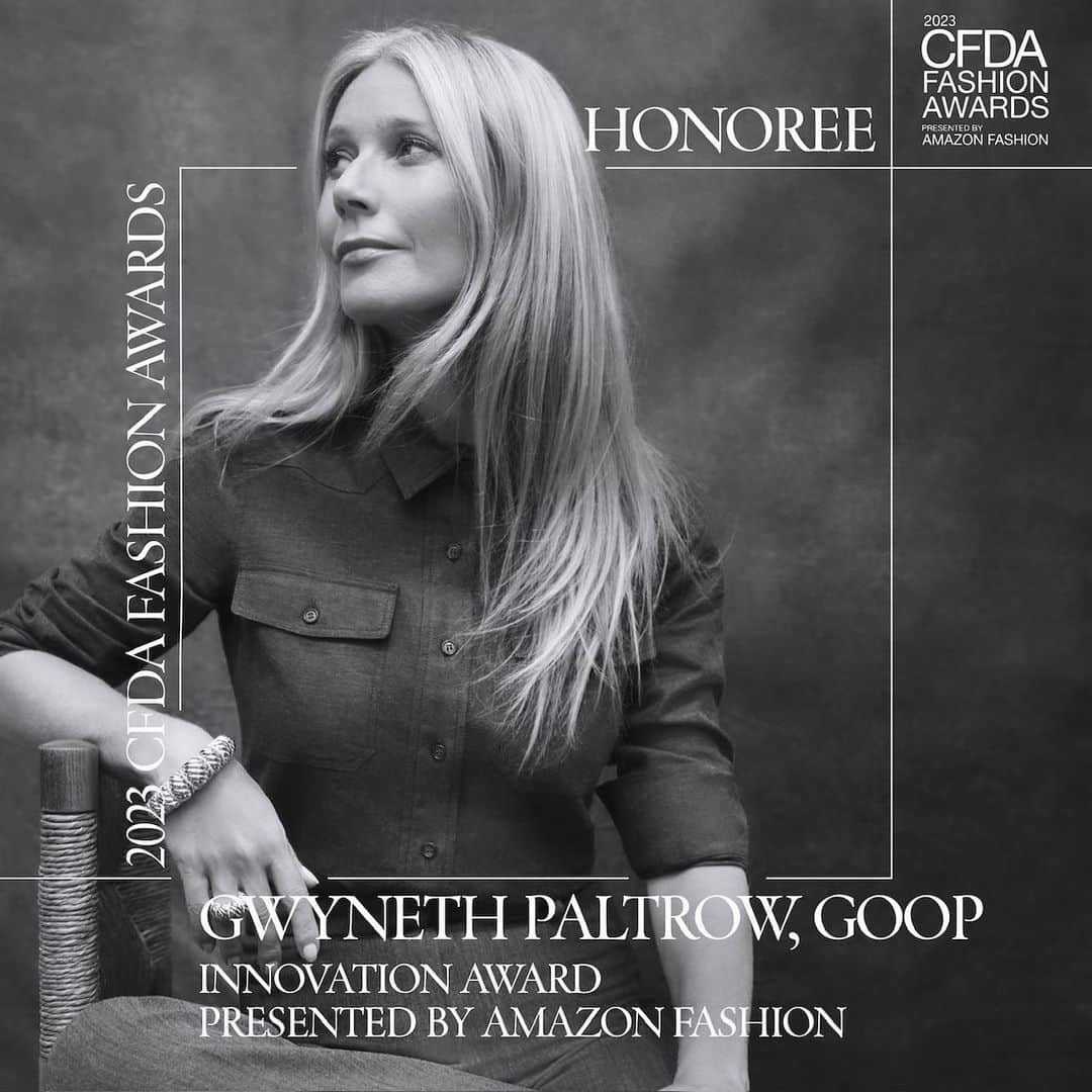 グウィネス・パルトローのインスタグラム：「I am so thrilled about this, I am speechless. Thank you to the @cfda an organization I admire greatly, for this recognition of everything we have built at goop over these last 15 years. I could not be more proud.」