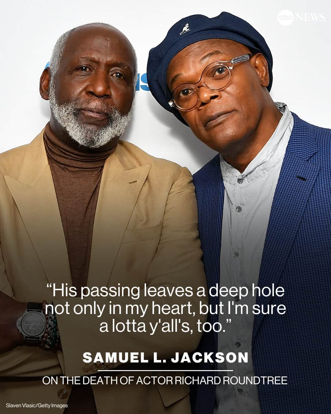 ABC Newsのインスタグラム：「Samuel L. Jackson is among those paying tribute to late "Shaft" actor Richard Roundtree: "I see you walking down the Middle of Main Street in Heaven & Issac’s Conducting your song," Jackson wrote in an Instragram post.  Roundtree, best known for his portrayal of Detective John Shaft in the "Shaft" film franchise, died Tuesday at the age of 81, with his family by his bedside, following a brief battle with pancreatic cancer, his longtime manager told ABC News.  Jackson was just one of many paying tribute to the late actor. More at link in bio.」