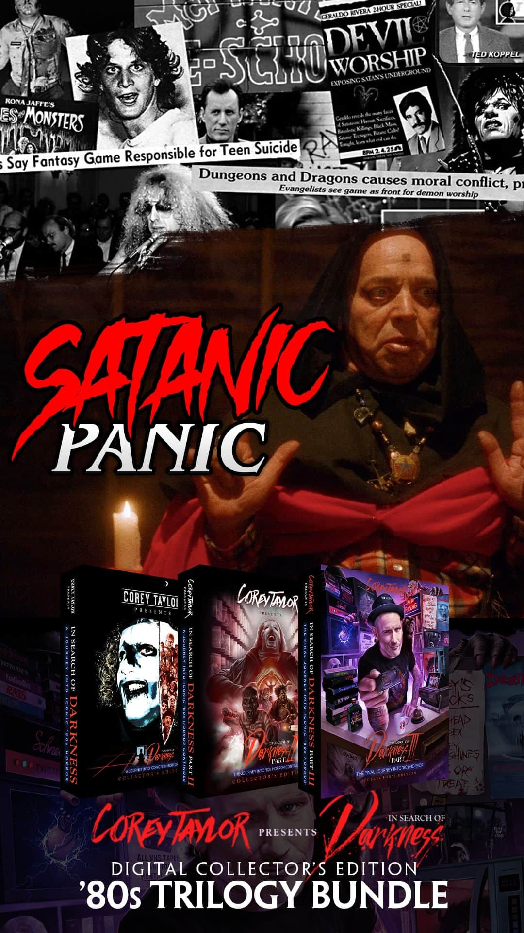 コリィ・テイラーのインスタグラム：「Anyone who knows me gets that Heavy Metal in horror helped me become who I am today. It’s a big deal. Watch my In Search of Darkness Collector’s Edition clip then pick up your digital copy of the whole Trilogy at 80shorrordoc.com/corey. Special price ends Oct. 31! 🎃」