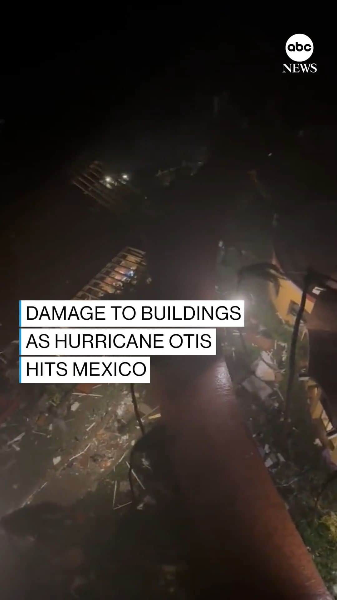 ABC Newsのインスタグラム：「A resident filmed the damage to his apartment building caused by Hurricane Otis, which made landfall in Mexico as a Category 5 hurricane.」