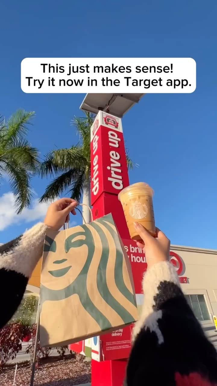 Targetのインスタグラム：「Let it be known! 📣  You can now add your fave @Starbucks drink to your Drive Up order. Try it today in the Target app.  🚘 ☕  #TargetDriveUp #Target #Starbucks」