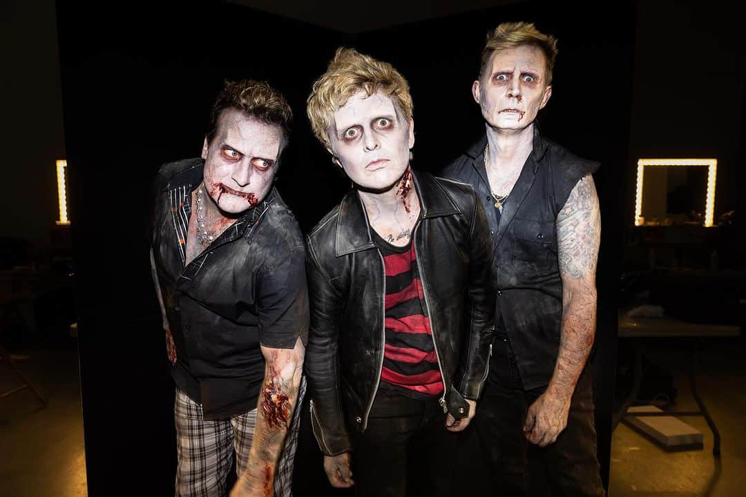 Green Dayのインスタグラム：「A lil Halloween inspo for ya... Anyone dressing up as a zombie from The American Dream Is Killing Me video? Tag us if you do, we want to see! 🧟‍♂️🧟‍♂️🧟‍♂️」