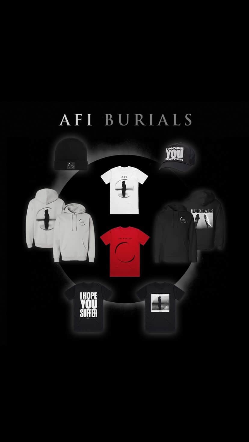 AFIのインスタグラム：「Our #Burials10 merch collection is available now. Link in bio.」