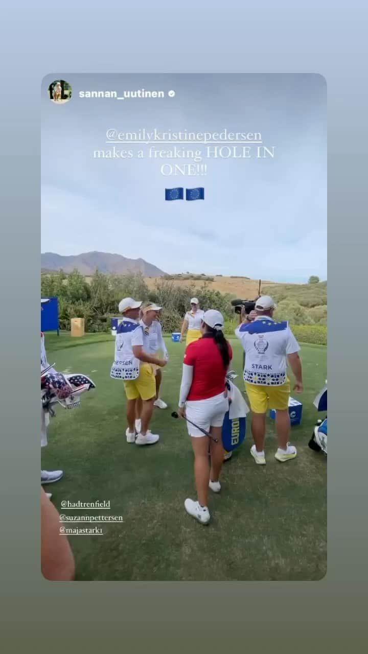 スーザン・ペターセンのインスタグラム：「Iam still full of joy and love from the week in spain! Love it🇪🇺💙 @solheimcupeuro」