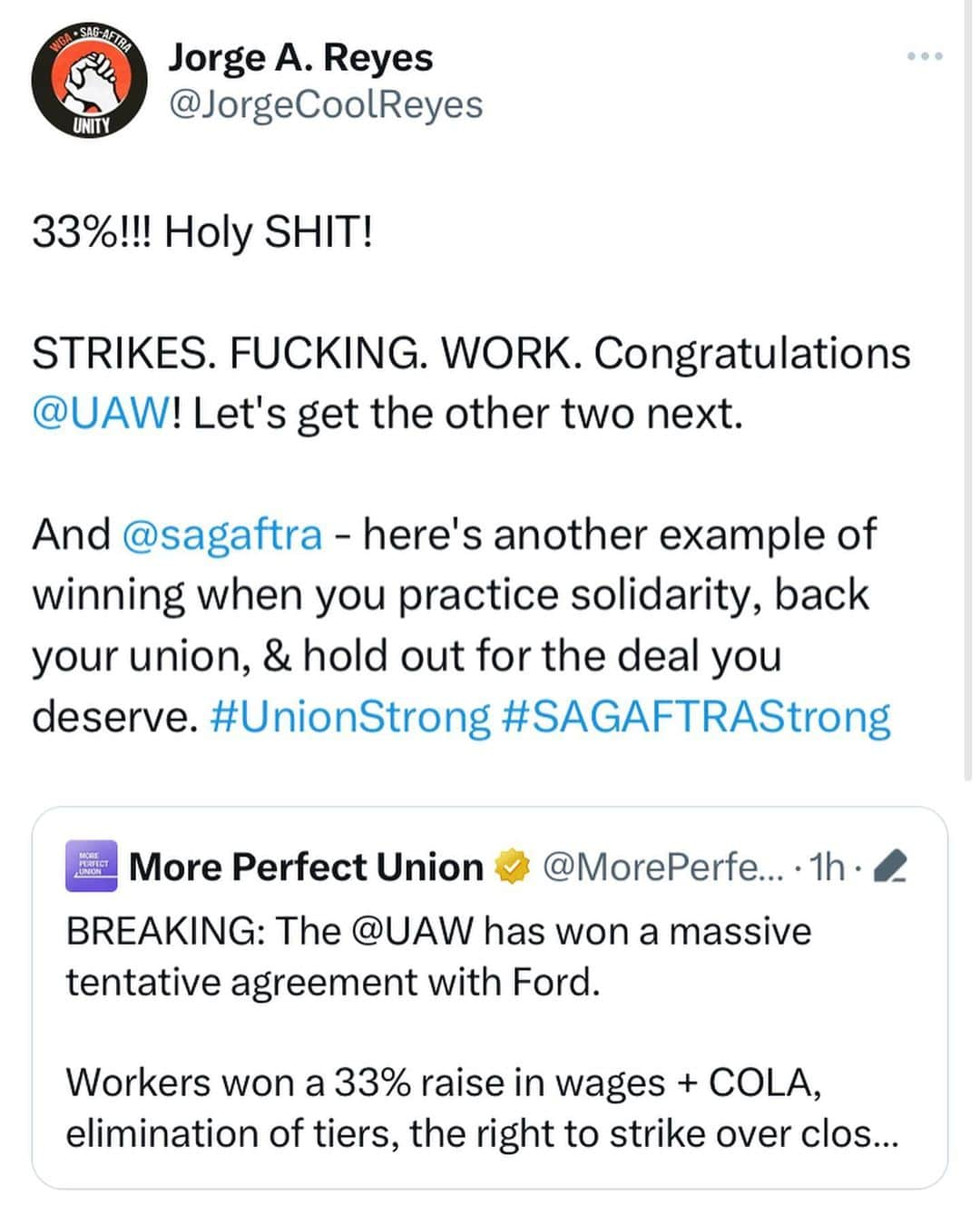 アリミ・バラードのインスタグラム：「👏👏👏👏👏👏👏👏💫💯🎯   Don’t Blink!! Don’t Stutter!! Don’t FLINCH!!!   Workers must SHARE in the WEALTH that they help CREATE. 🇺🇸 It’s THAT Simple. @SagAftra   “One day LONGER. One day STRONGER.” 💫💖  #UnionSTRONG #SAGAFTRAStong #WGAStrong #TEAMSTERS #SOLIDARITY #TogetherWeWILL」