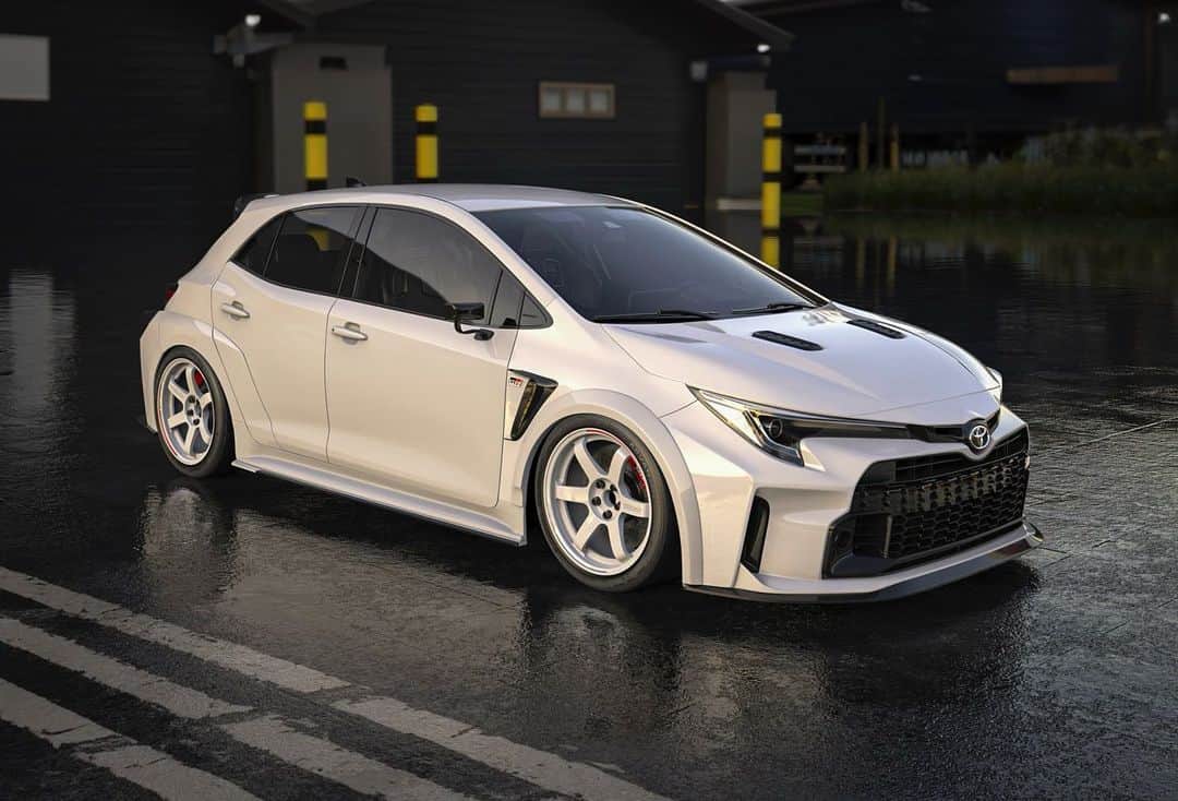 Spirits Artisanのインスタグラム：「SEMA Show Sneak Preview by @jonsibal! I am excited to partner with @evasivemotorsports and debut the first @artisan_spirits Black Label Aero Kit and @evstuning GTLM Mirrors on the Toyota GR Corolla!   #pitandpaddock #grcorolla #toyotagr #gazooracing #toyota #turn14 #grfour #corolla #toyotagrcorolla #toyotacorolla #sema2023  #semacrunch #sema #evasivemotorsports #artisanspirits #evstuning #te37 #te37saga #yokohamatire #advan #ad09 #autotuned」