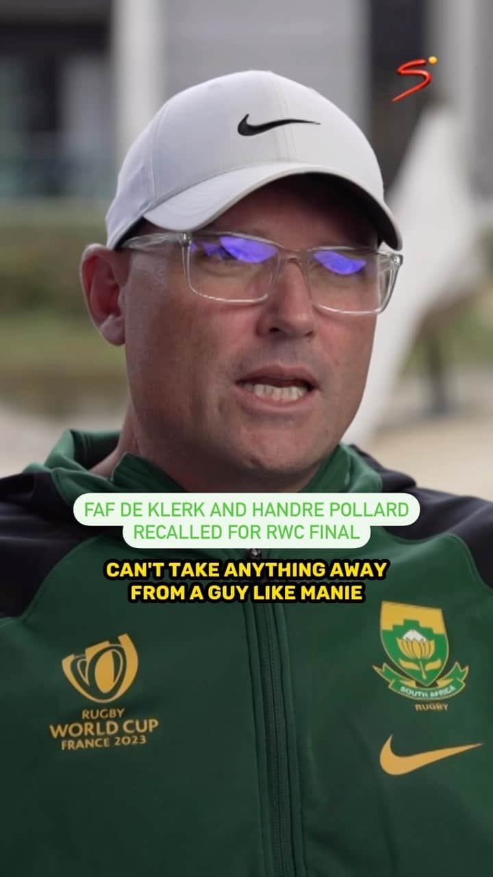 ラグビー南アフリカ代表のインスタグラム：「Jacques Nienaber explains the thinking behind recalling Handre Pollard and Faf de Klerk for the Rugby World Cup Final 🗣️」