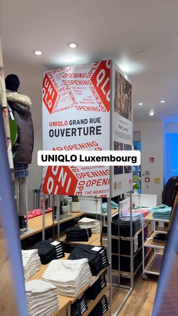 ユニクロのインスタグラム：「Hallo Luxembourg 👋 #UniqloEurope  Our newest store opened this morning in Luxembourg, with three floors of mens, womens and kidswear. The store also features some local collaborations with a reading area from @mudamlux, furniture from @julieconraddesignstudio and exclusive @lynn.cosyn illustrations at our RE:UNIQLO studio.   Come and visit us this week at 22 Grand-Rue! 🇱🇺」